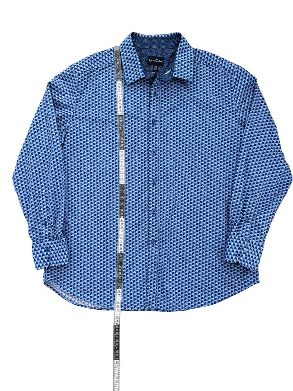 Robert Graham Button Up Shirt Contrast Cuff Blue Geometric Designer Office XL - Picture 12 of 16
